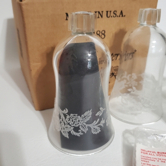 Glass Votive Cups Home Interiors Gifts Embossed Antique Rose Pattern Candle Hold - Picture 2 of 5